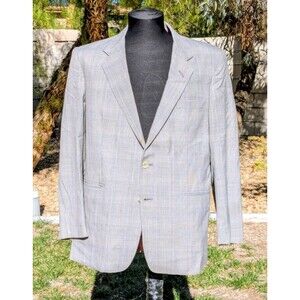 STAINED The Clothier Gray VTG Glen Check 42S Colombia 2-Button Suit Coat Jacket